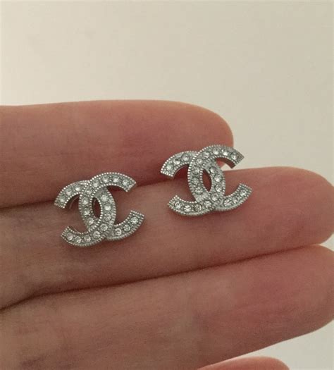 chanel cc earrings sterling silver